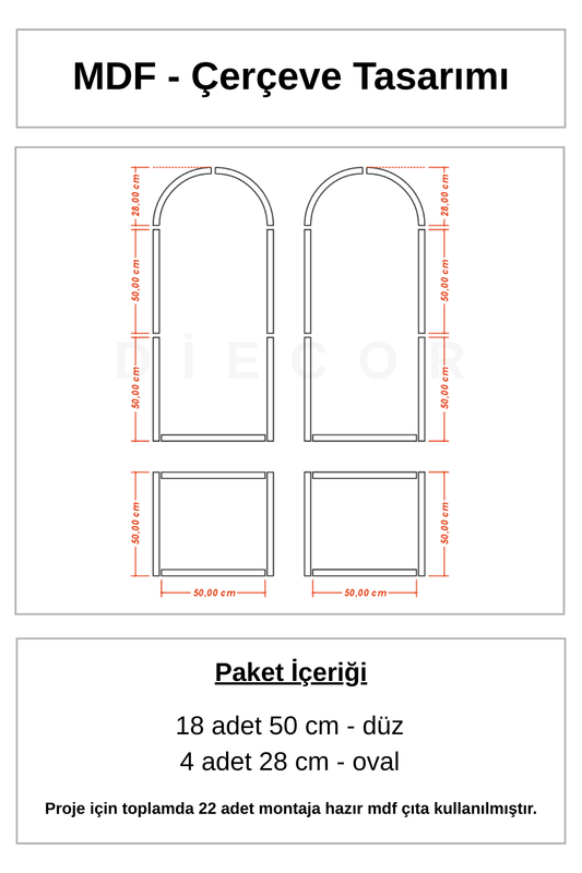 Modern Dekoratif Oval Ahşap Duvar Paneli Seti – Kendin Yap Modern Çerçeve Kiti