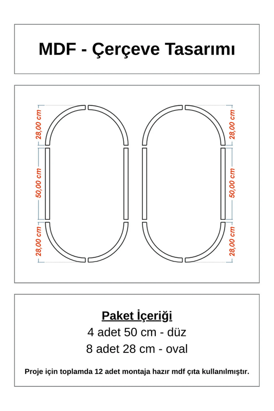 Modern Dekoratif Oval Ahşap Duvar Paneli Seti – Kendin Yap Modern Çerçeve Kiti