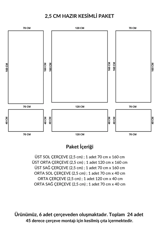 Dekoratif Boyanabilir Montaja Hazır 2.5cm Duvar Çıtası Kolay Uygulanır Ustalık Gerekmez DIY