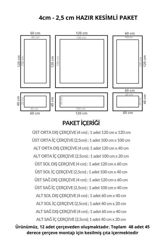 Boyanabilir Dekoratif Özel Hazır Kesim 4 cm ve 2.5 cm Duvar Çıtası