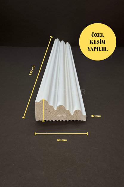 Dekoratif Boyanabilir 1 Adet 6 cm Polistren Duvar Çıtası