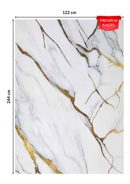 Premium Kalite Mermer Desenli PVC Panel 122x244 Cm Suya Dayanıklı Banyo, Mutfak Ve Zemin Kaplama