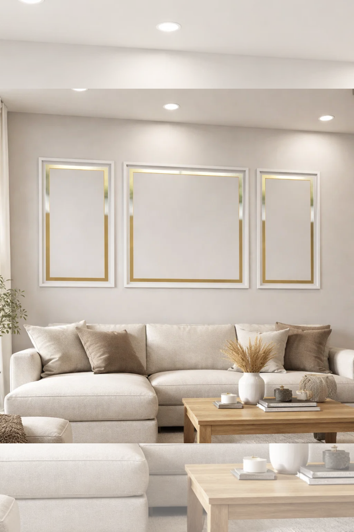 Dekoratif Boyanabilir Duvar Çıtası & GOLD Ayna Pleksi Hazır Kesimli 6 Adet Çerçeve Paketi