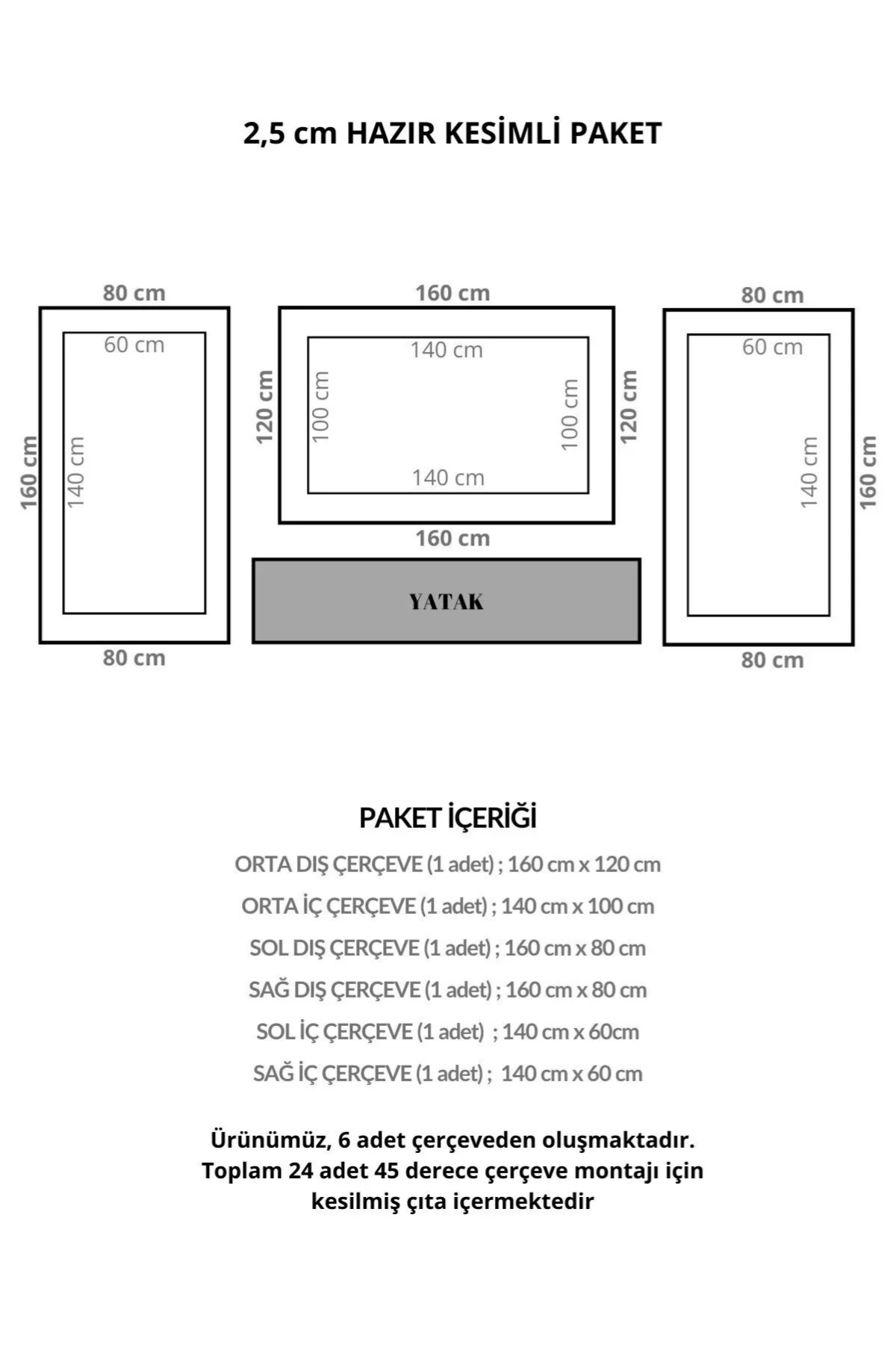 Dekoratif Boyanabilir Montaja Hazır 2,5cm Eşsiz Ve Büyüleyici Yatak Başlığı Duvar Çıtası Tasarımı