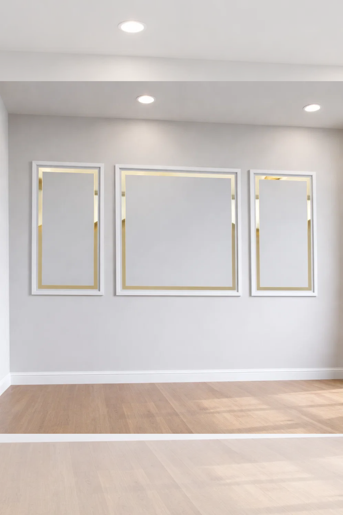 Dekoratif Boyanabilir Duvar Çıtası & GOLD Ayna Pleksi Hazır Kesimli 6 Adet Çerçeve Paketi