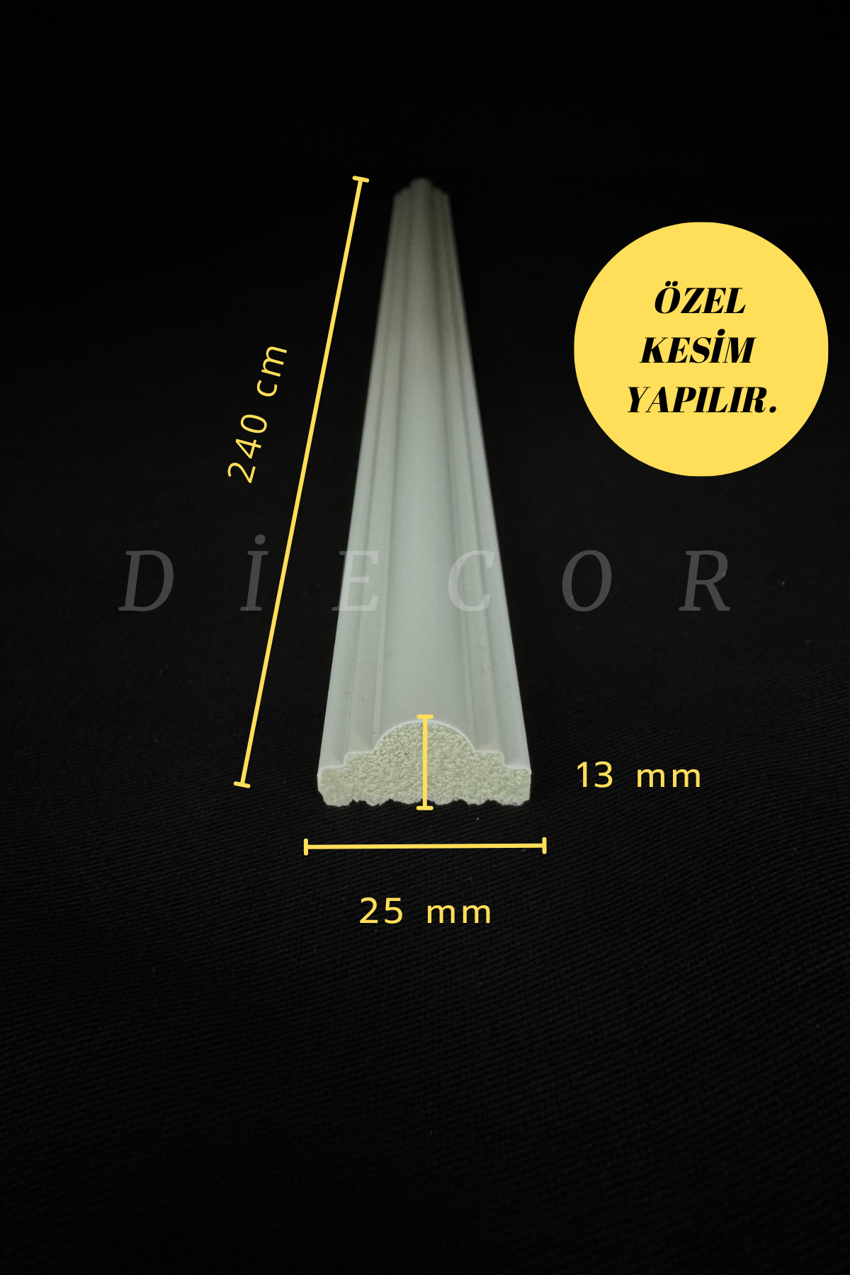 Dekoratif Boyanabilir 1 Adet 2.5 cm Polistren Duvar Çıtası