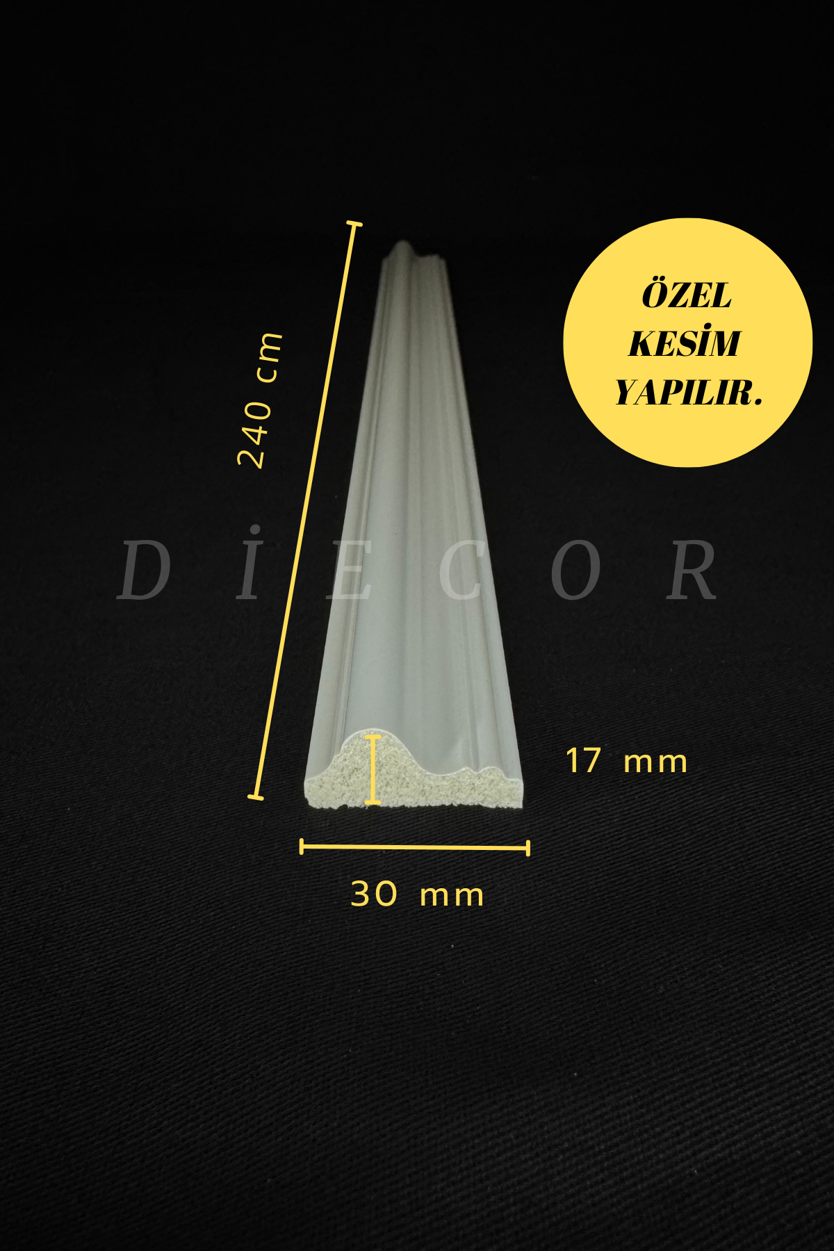 Dekoratif Boyanabilir 1 Adet 3 cm Polistren Duvar Çıtası