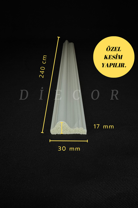 Dekoratif Boyanabilir 1 Adet 3 cm Polistren Duvar Çıtası