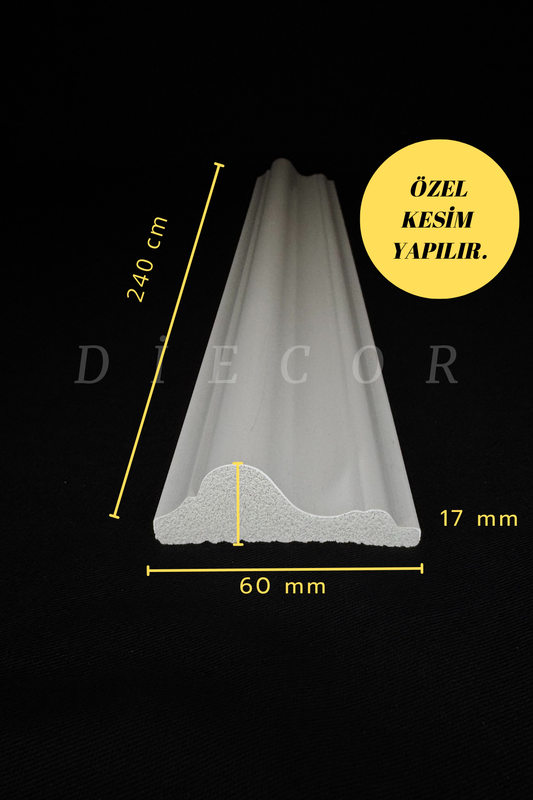 Dekoratif Boyanabilir 1 Adet 6 cm Polistren Duvar Çıtası