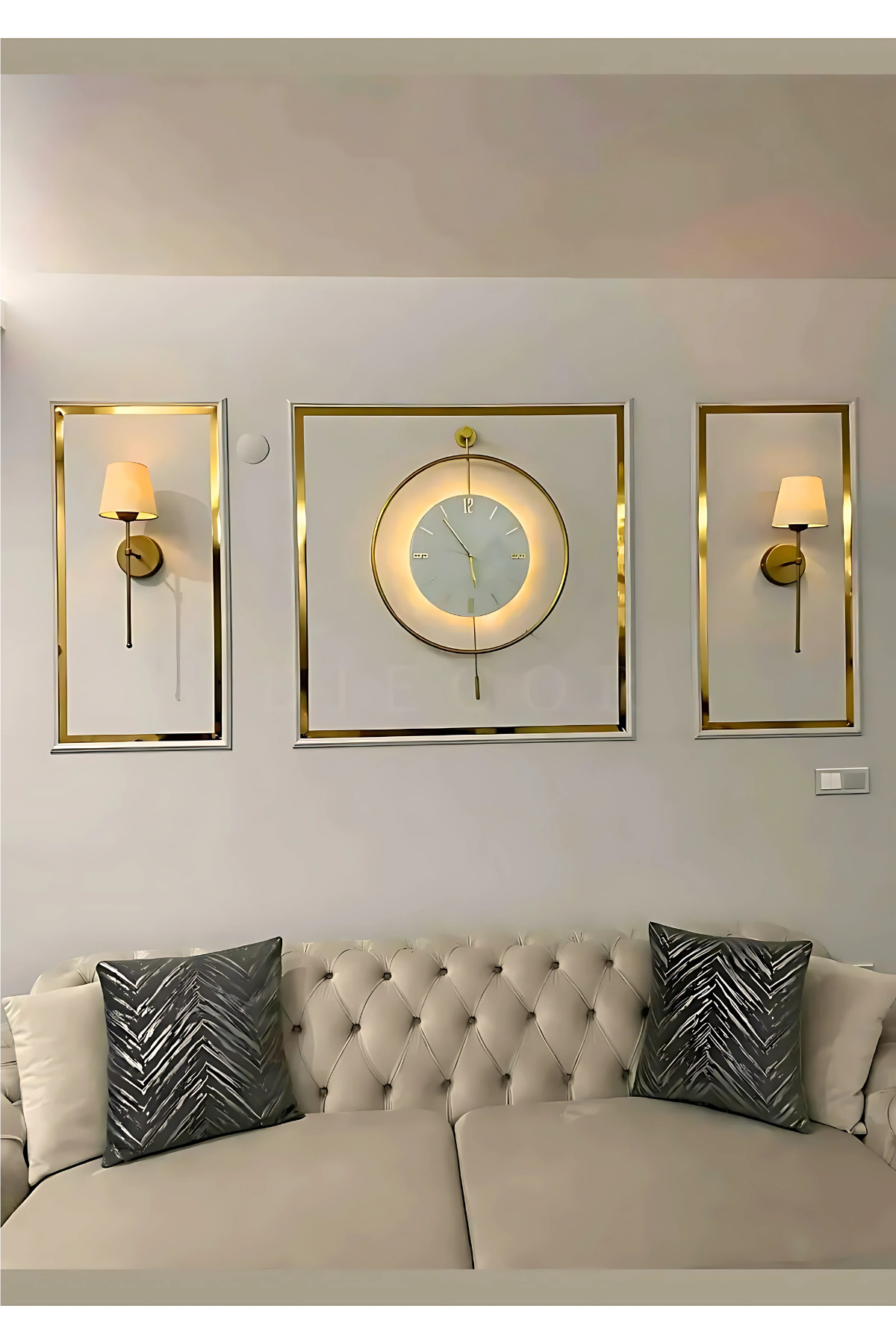 Dekoratif Boyanabilir Duvar Çıtası & GOLD Ayna Pleksi Hazır Kesimli 6 Adet Çerçeve Paketi