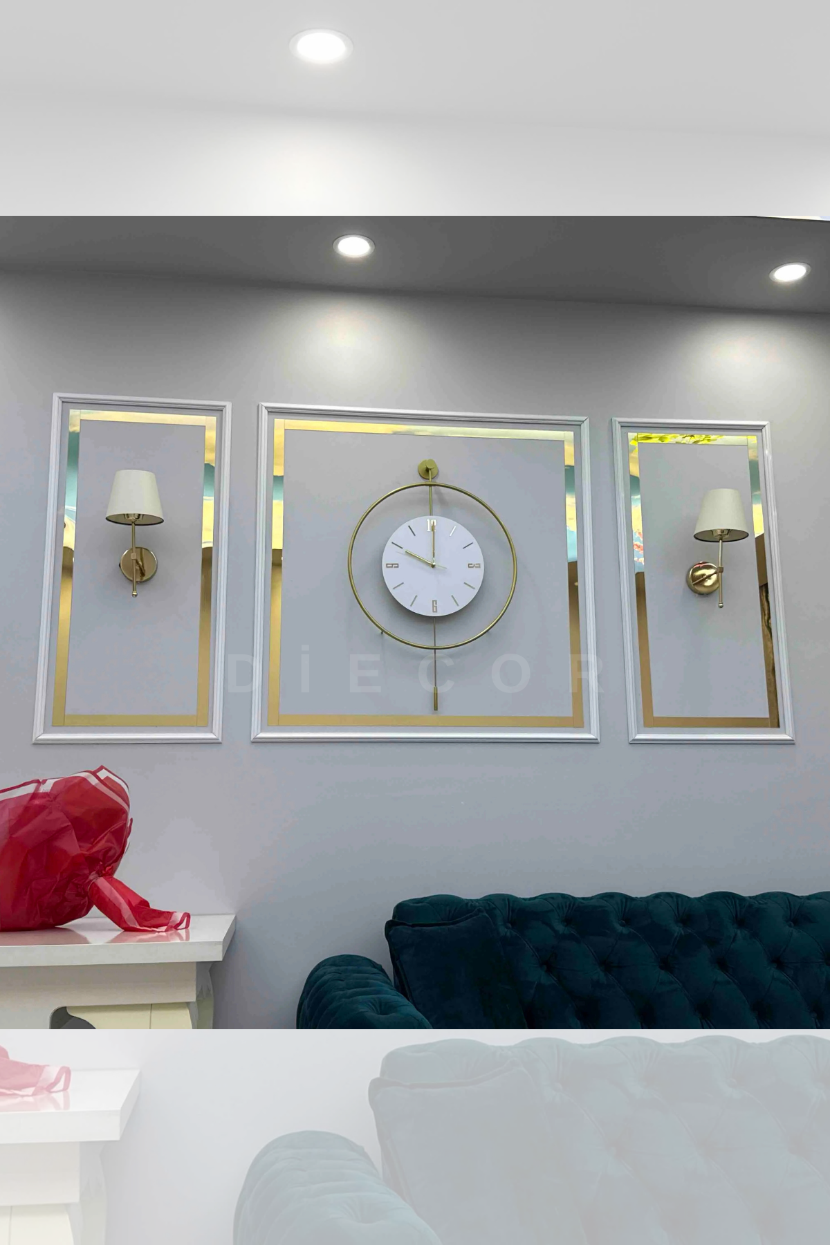 Dekoratif Boyanabilir Duvar Çıtası & GOLD Ayna Pleksi Hazır Kesimli 6 Adet Çerçeve Paketi