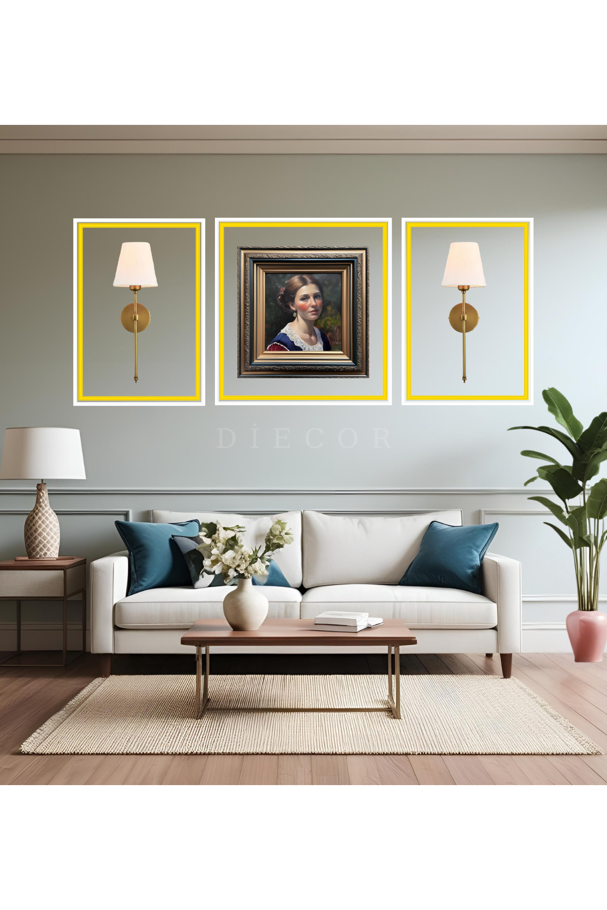 Dekoratif Boyanabilir Duvar Çıtası & GOLD Ayna Pleksi Hazır Kesimli 6 Adet Çerçeve Paketi