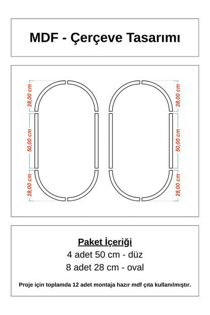 Modern Dekoratif Oval Ahşap Duvar Paneli Seti – Kendin Yap Modern Çerçeve Kiti