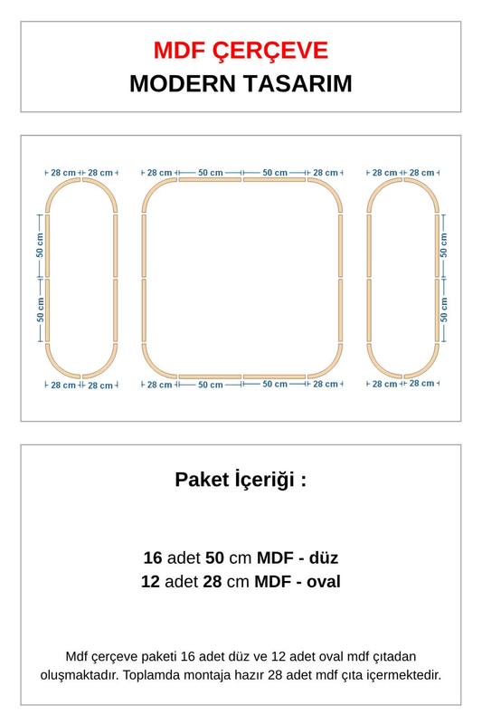 Modern Dekoratif Oval Ahşap Duvar Paneli Seti – Montaja Hazır Kendin Yap Boyanabilir MDF Kiti