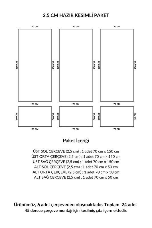 Dekoratif Boyanabilir Montaja Hazır 2,5cm Şık ve Estetik Duvar Çıtası Tasarımı