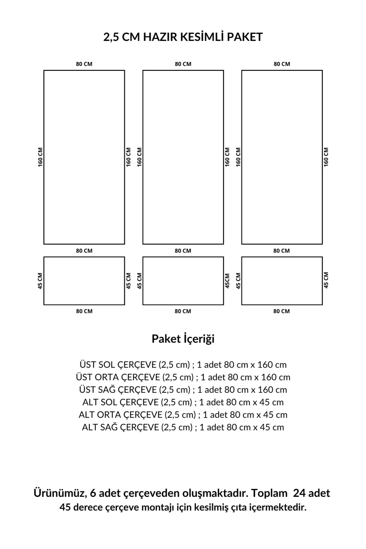 Dekoratif Boyanabilir Montaja Hazır 2.5cm Duvar Çıtası Sade Duvar Dekorasyonu