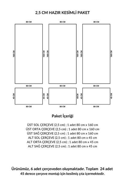 Dekoratif Boyanabilir Montaja Hazır 2.5cm Duvar Çıtası Sade Duvar Dekorasyonu