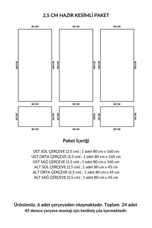 Dekoratif Boyanabilir Montaja Hazır 2.5cm Duvar Çıtası Sade Duvar Dekorasyonu