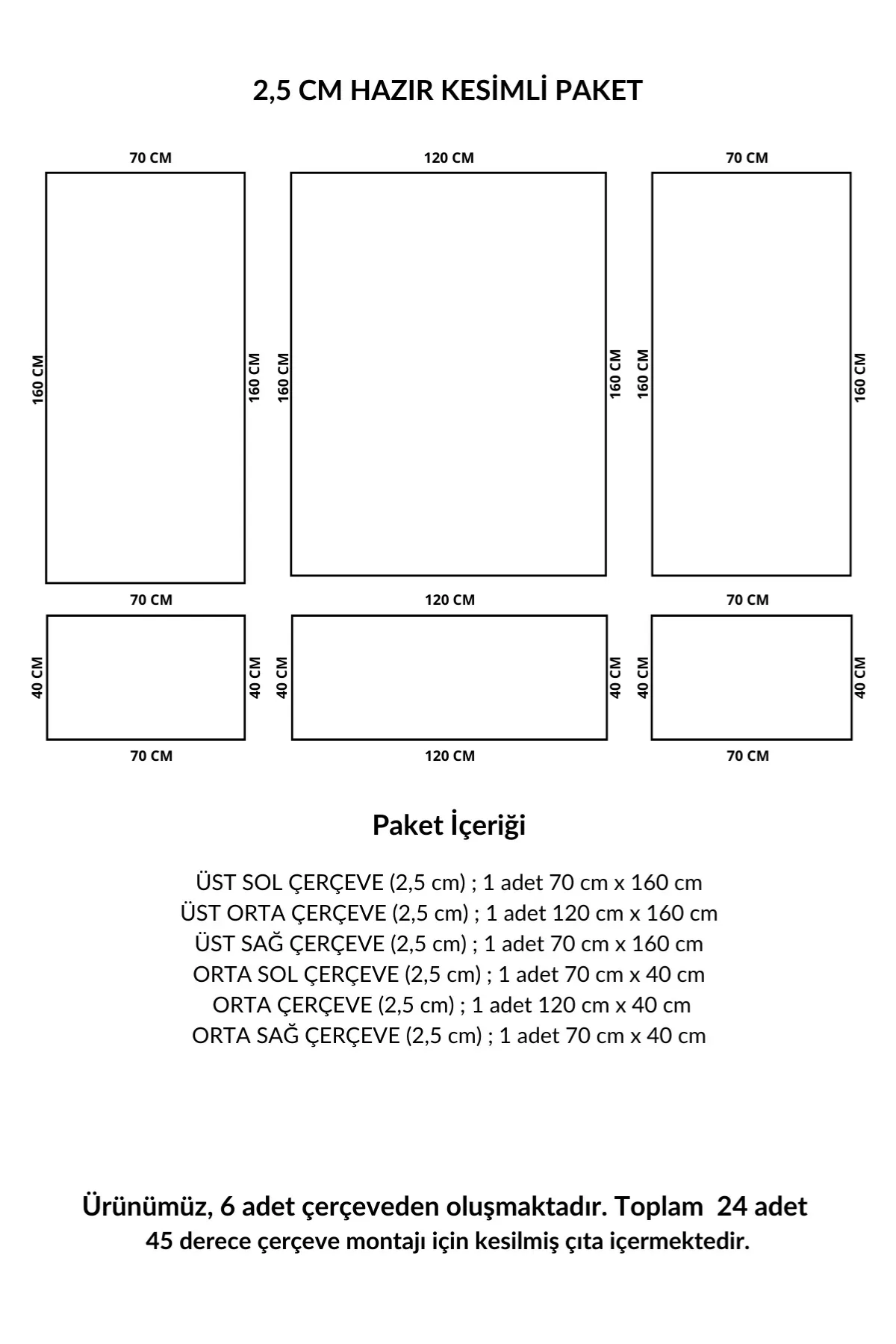 Dekoratif Boyanabilir Montaja Hazır 2.5cm Duvar Çıtası Kolay Uygulanır Ustalık Gerekmez DIY