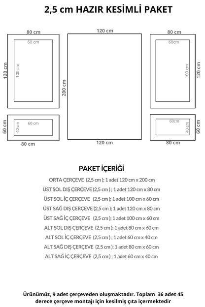 Boyanabilir Dekoratif Modern Hazır Kesim 2.5 cm Duvar Çıtası