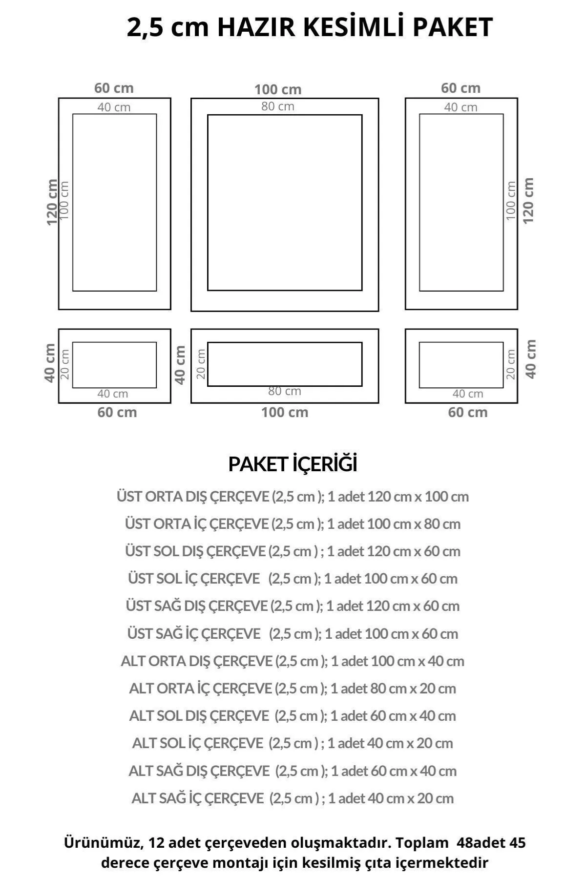 Boyanabilir Dekoratif Özel Hazır Kesim 2.5 cm Duvar Çıtası