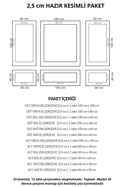 Boyanabilir Dekoratif Özel Hazır Kesim 2.5 cm Duvar Çıtası