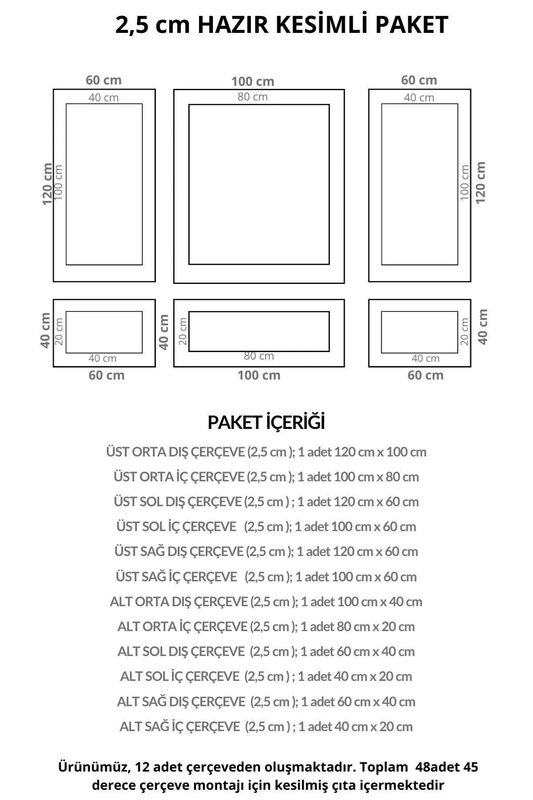 Boyanabilir Dekoratif Özel Hazır Kesim 2.5 cm Duvar Çıtası