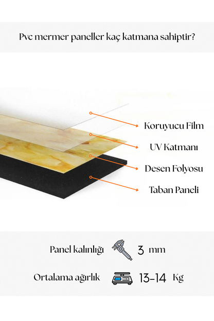 Premium Kalite Mermer Desenli PVC Panel 122x244 Cm Suya Dayanıklı Banyo, Mutfak Ve Zemin Kaplama